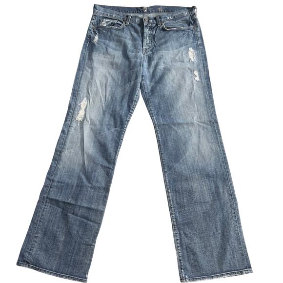 Men7 For All Mankind jean Vintage Y2K  button fly boot cut relaxed distressed - Picture 2 of 9